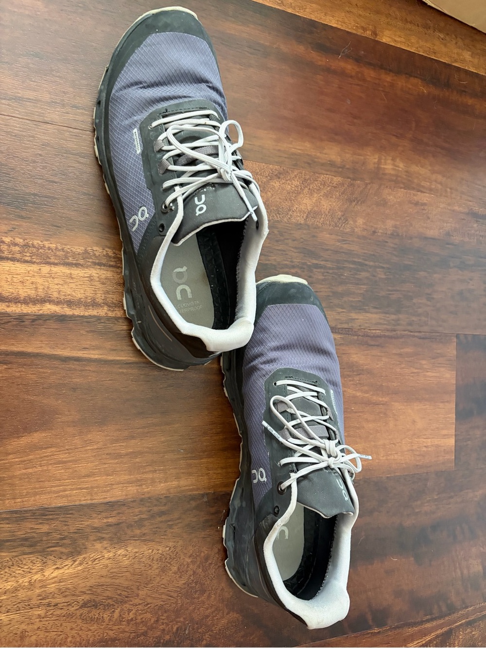 On Running Womens Cloudvista Waterproof Trail Sneakers in Gray and Black